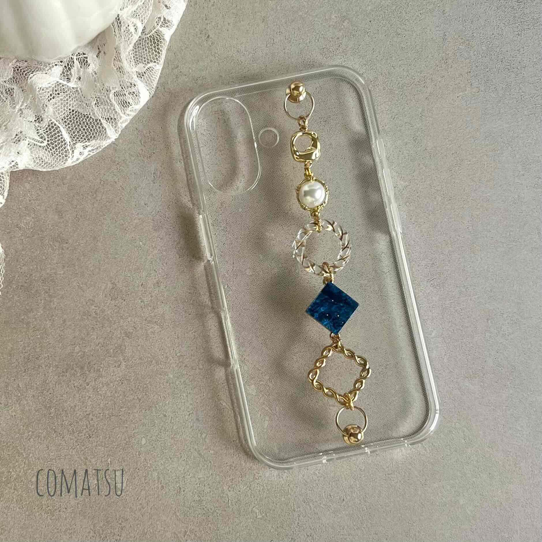 attract NAVY ハンドホルダースマホケース 落下防止ベルトストラップ付きスマホカバー | 5枚目